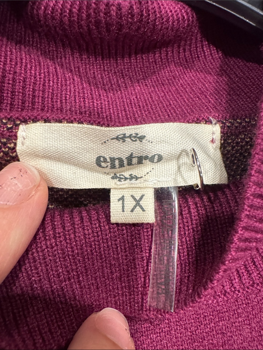 entro Deep Pink Knit Top with Gold Accent - Picture 2 of 4